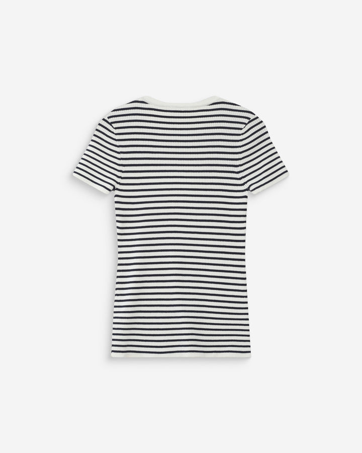 Pull en fine maille ajusté manches courtes marine Vendredi