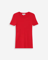 Fitted fine knit short-sleeve sweater rouge Vendredi