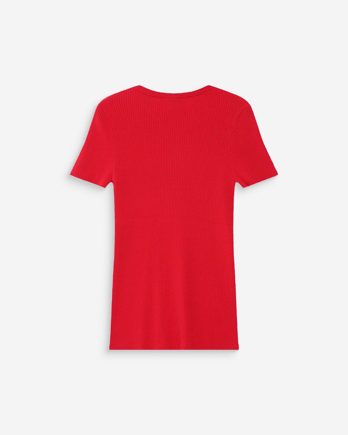 Fitted fine knit short-sleeve sweater rouge Vendredi
