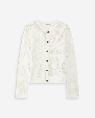 Cardigan en maille ajourée ecru Velasquez
