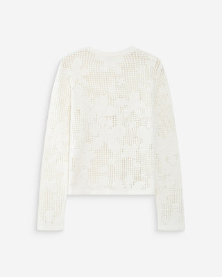 Cardigan en maille ajourée ecru Velasquez