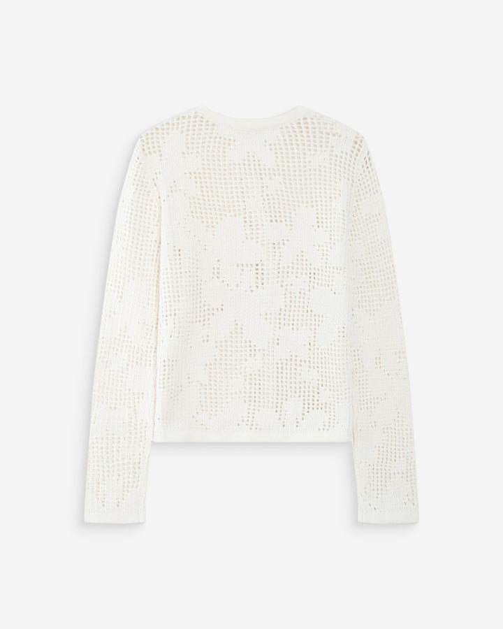 Cardigan en maille ajourée ecru Velasquez