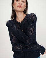 Openwork knit long-sleeve cardigan marine Velasquez