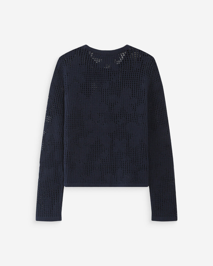 Openwork knit long-sleeve cardigan marine Velasquez