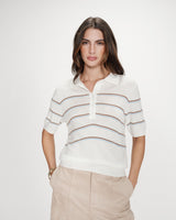 Striped short-sleeve polo ecru Veracruz