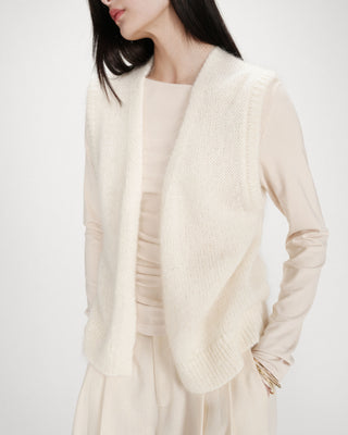 Cardigan laine et mohair sans manches ecru Vicomte