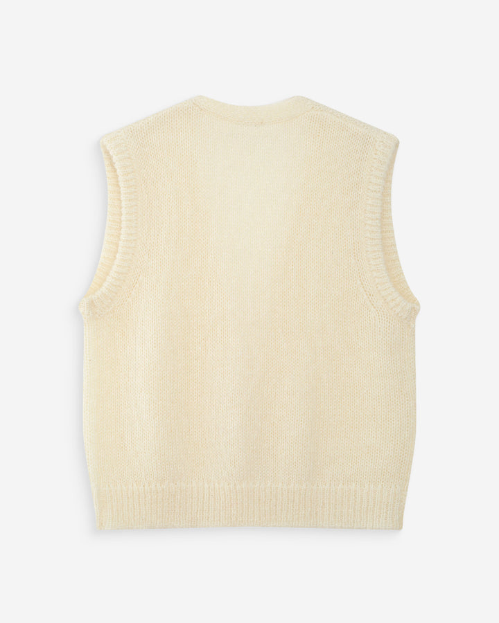 Sleeveless wool and mohair cardigan ecru Vicomte