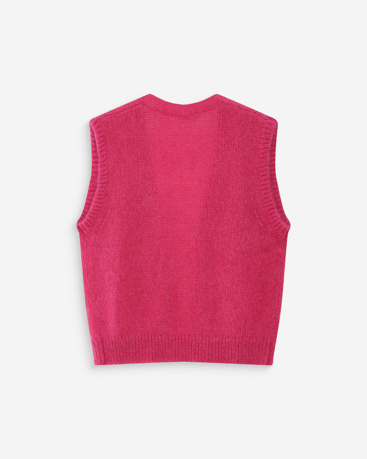 Cardigan laine et mohair sans manches fuchsia Vicomte
