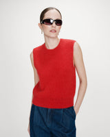 Pull en laine et mohair sans manches rouge Vollo
