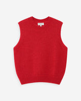 Pull en laine et mohair sans manches rouge Vollo
