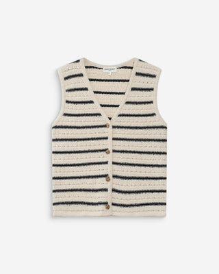 Gilet en maille sans manches col V ecru Vincennes