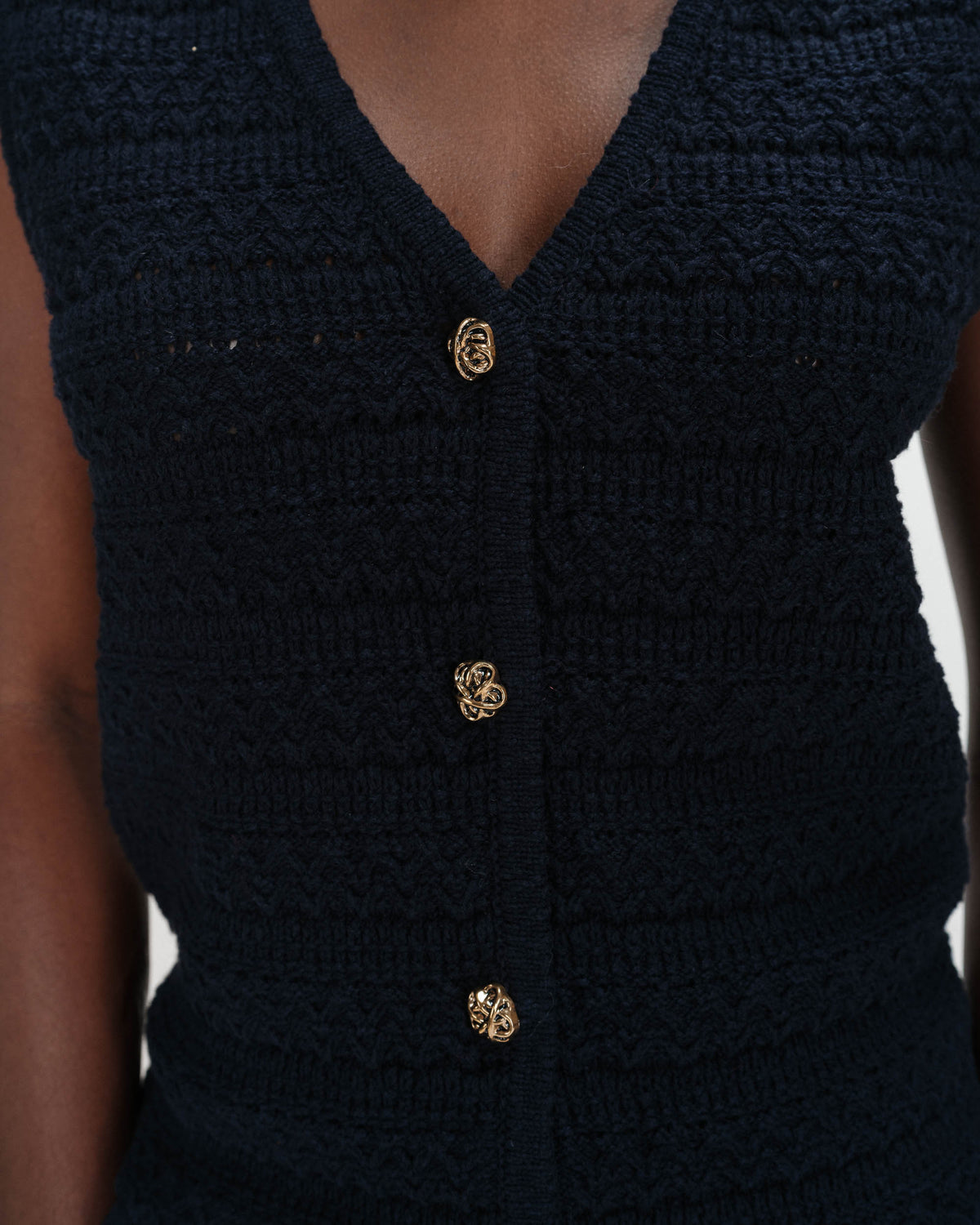 Gilet en maille sans manches col V marine Vincennes
