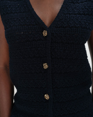 Gilet en maille sans manches col V marine Vincennes