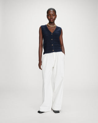 Gilet en maille sans manches col V marine Vincennes