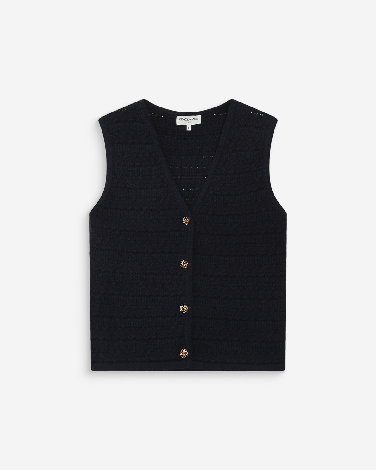 Gilet en maille sans manches col V marine Vincennes