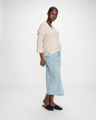 Cardigan en maille texturée sans manches beige Vollando