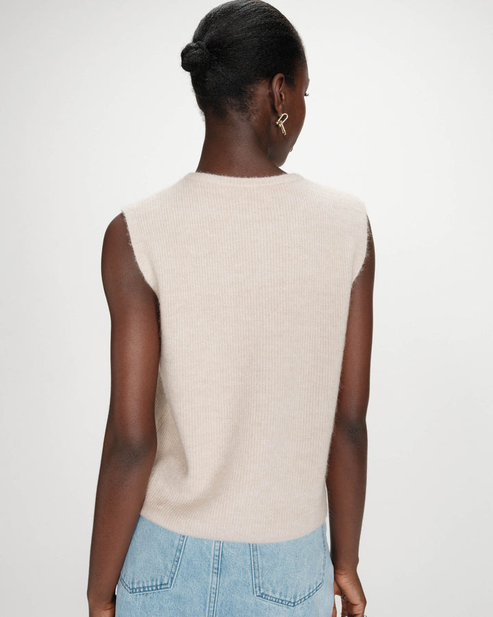 Sleeveless textured knit cardigan beige Vollando