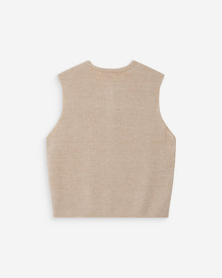 Cardigan en maille texturée sans manches beige Vollando