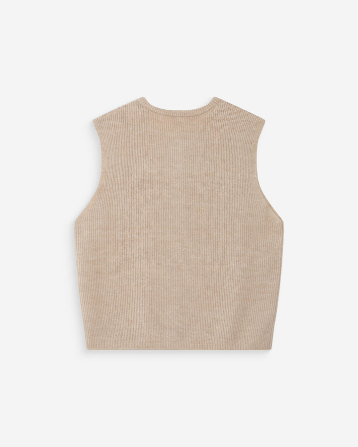 Sleeveless textured knit cardigan beige Vollando