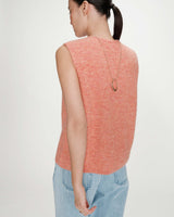 Cardigan en maille texturée sans manches corail Vollando
