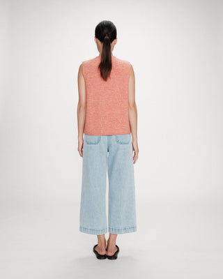 Cardigan en maille texturée sans manches corail Vollando