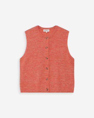 Cardigan en maille texturée sans manches corail Vollando