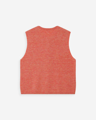Cardigan en maille texturée sans manches corail Vollando