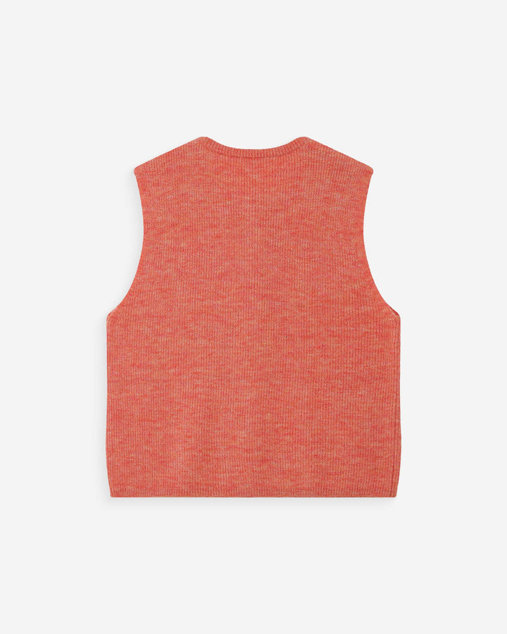 Cardigan en maille texturée sans manches corail Vollando