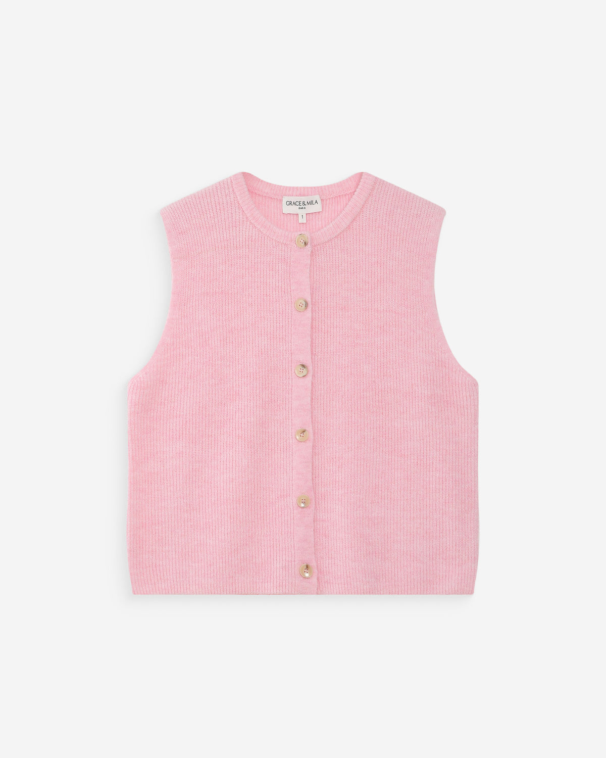 Cardigan en maille texturée sans manches rose Vollando