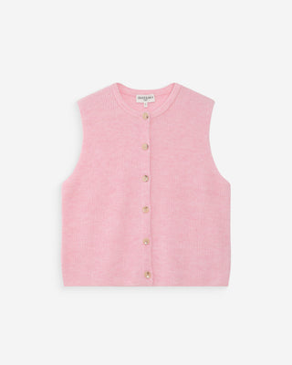 Cardigan en maille texturée sans manches rose Vollando