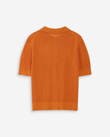 Fine openwork knit short-sleeve polo gold Vathi