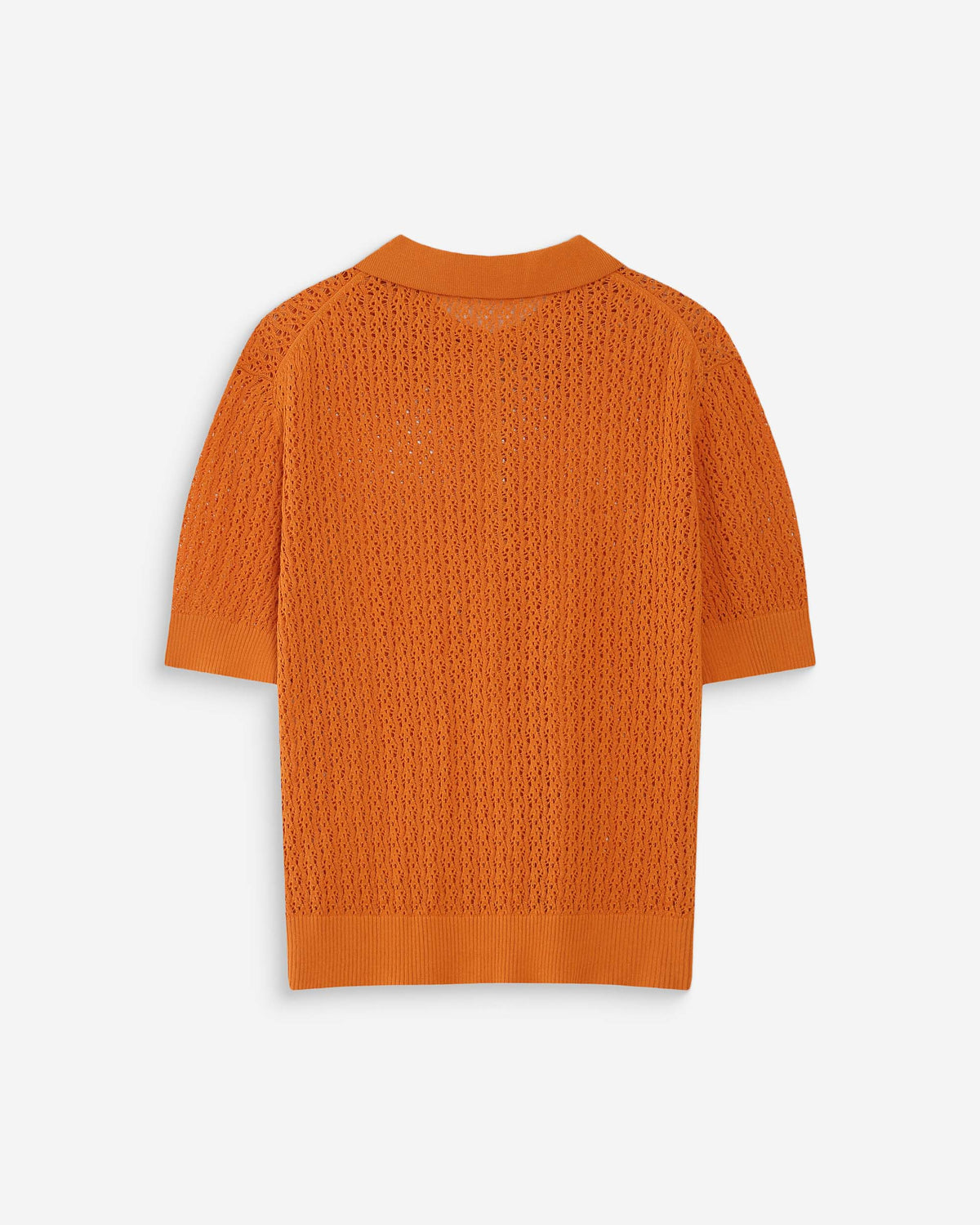 Fine openwork knit short-sleeve polo gold Vathi