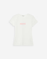 T-shirt en coton à message imprimé ivoire Vigee