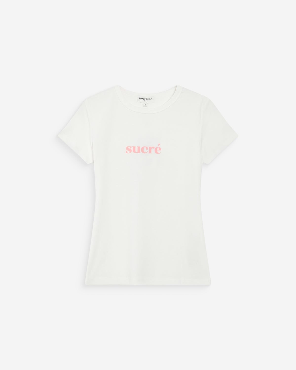T-shirt en coton à message imprimé ivoire Vigee