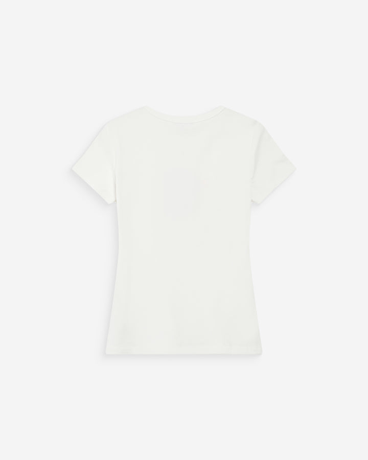 T-shirt en coton à message imprimé ivoire Vigee