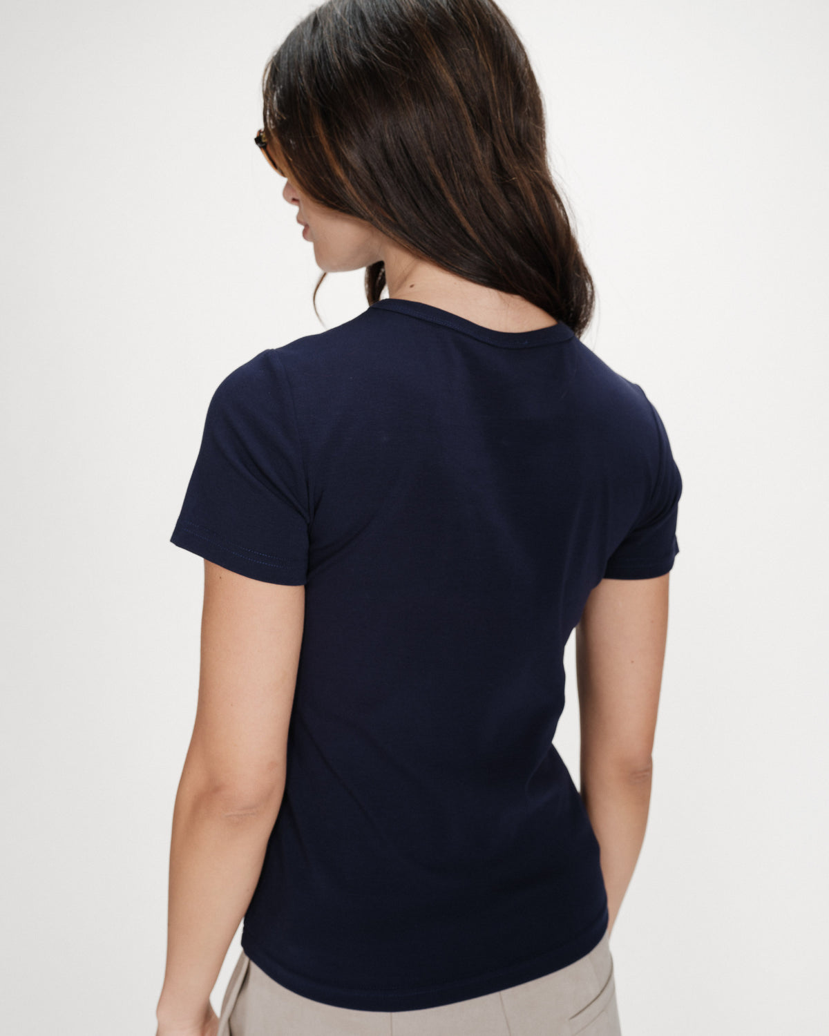Cotton slogan T-shirt marine Vigee