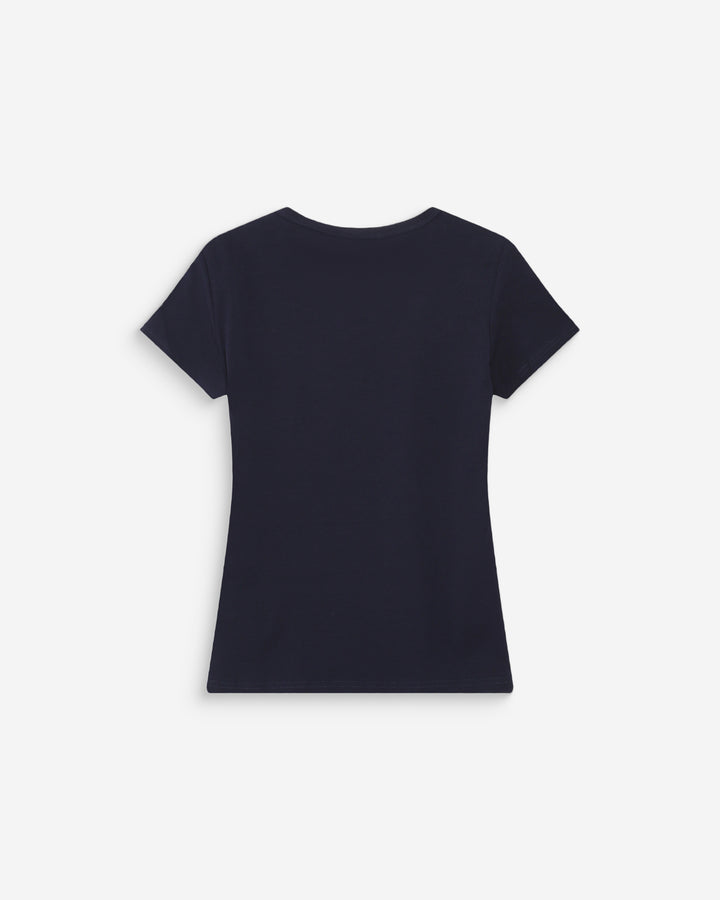 Cotton slogan T-shirt marine Vigee