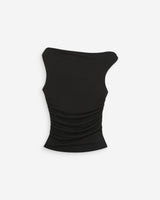 Fitted asymmetric draped top noir Vodia