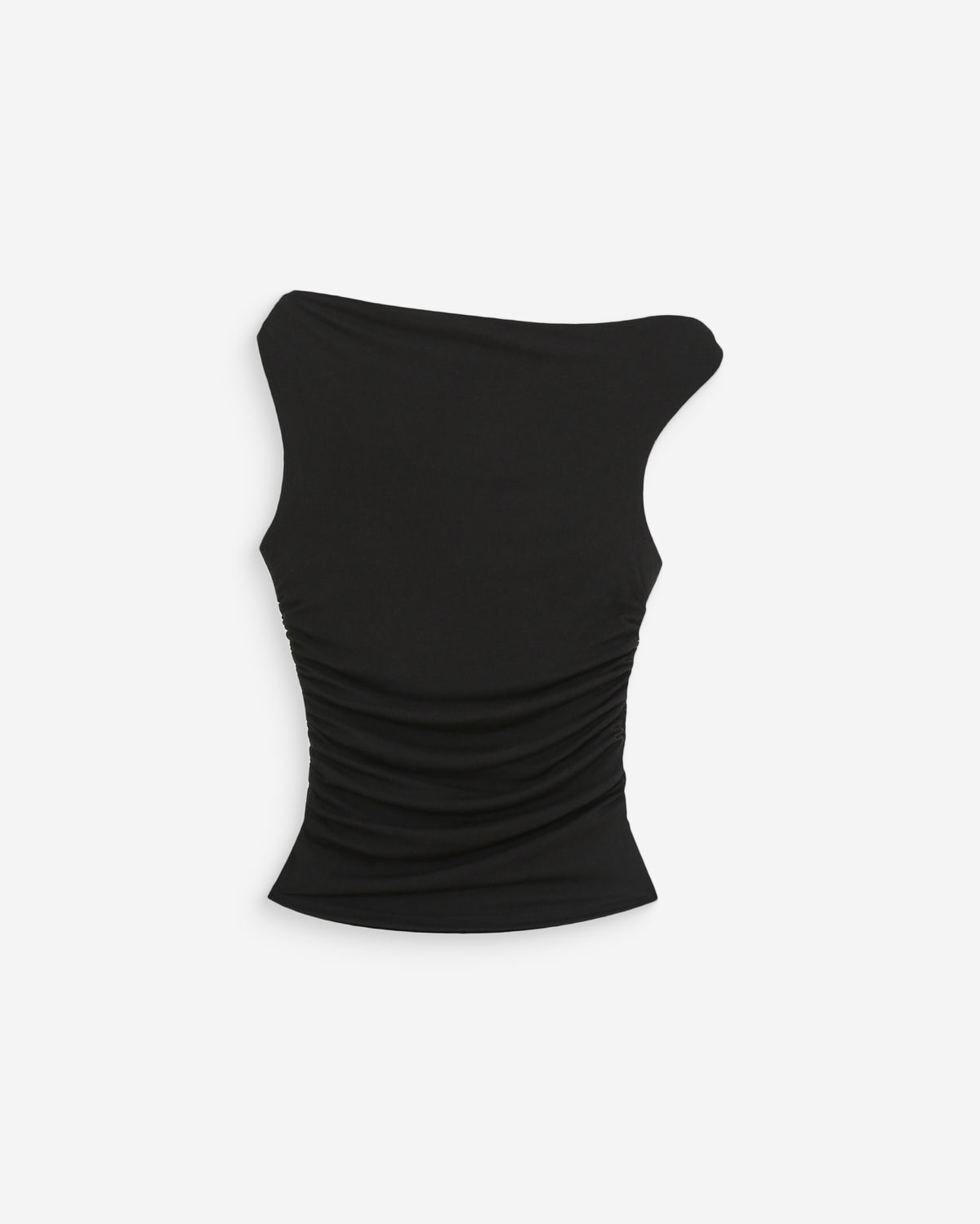 Fitted asymmetric draped top noir Vodia