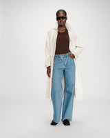 Long belted vinyl trench coat vanille Velours