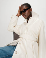 Long belted vinyl trench coat vanille Velours