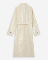 Long belted vinyl trench coat vanille Velours