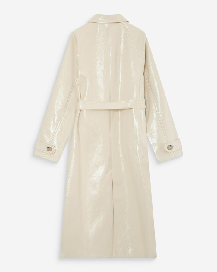 Long belted vinyl trench coat vanille Velours