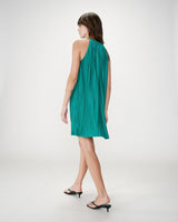 Pleated short halterneck dress emeraude Wilona