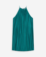 Pleated short halterneck dress emeraude Wilona