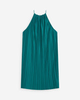 Pleated short halterneck dress emeraude Wilona