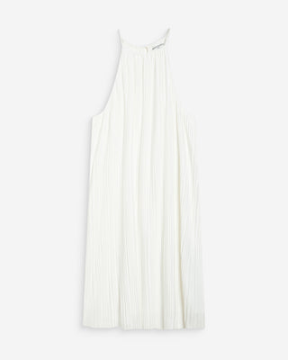 Robe courte plissée à encolure américaine ivoire Wilona