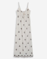 Robe longue bohème évasée à broderies chocolat Wilora