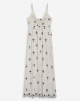 Robe longue bohème évasée à broderies chocolat Wilora