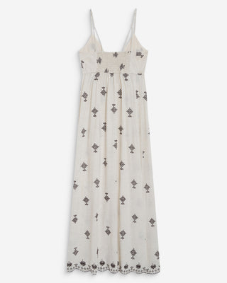 Robe longue bohème évasée à broderies chocolat Wilora